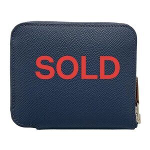 HERMES Azap Compact Silkin - Blue de Presse Veau Epsom B Coin Case 810-070725